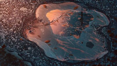Anime ice puddle frost sky winter Play Gaming Mat Desk