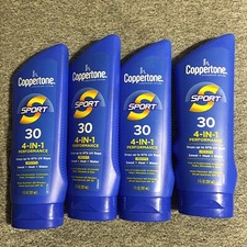 Lot of 4  Coppertone Sport 30 SPF 4-in-1 Sunscreen Lotion 7 fl oz each
