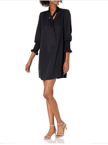 Rebecca Taylor Women's Long Sleeve Cheetah Jacquard Dress Size Medium NWT Black - 第 1/5 張圖片