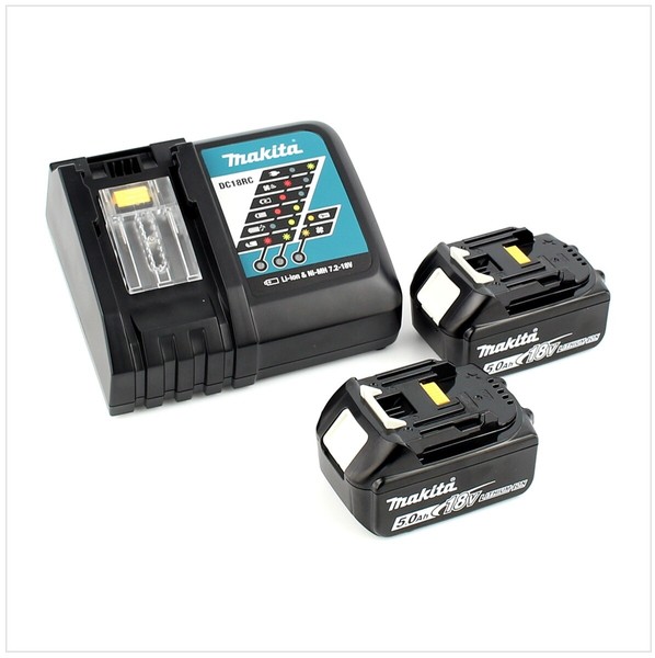 Makita Akku Power Set 18V 2X Akku BL1850B 5,0Ah + DC18RC LadegeräT ( 197570-9 )-image