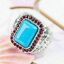 miniature 42  - Fashion Women Silver Party Jewelry Wedding Oval Cut Sapphire Rings Size 6-13