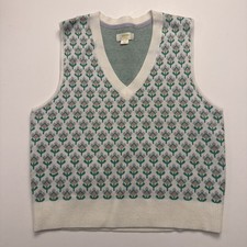 Maeve Anthropologie Knitted Sweater Vest Floral Vera Jacquard Women Size L EUC