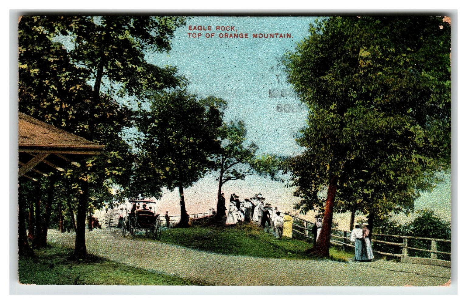 1908 Eagle Rock Orange Mountain NJ Vintage Postcard Horse Carriage View