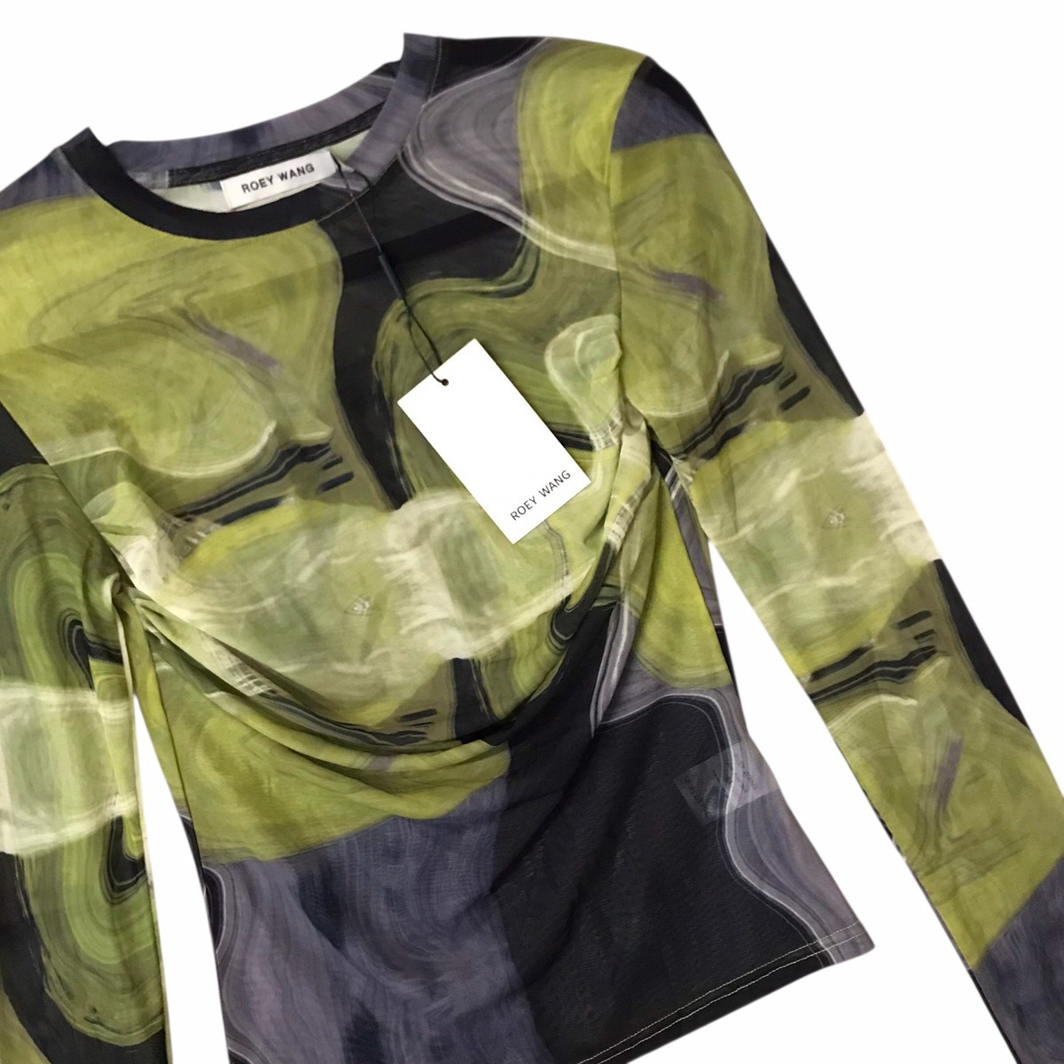 Roey Wang Mesh Top NWT Club Sheer Long Sleeve Y2K Stretch