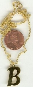 Authentic VINTAGE GOLD PLATED LETTER "B" INITIAL 15.5" CABLE NECKLACE T396