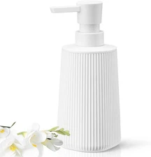 White Hand Soap Dispenser with No Rust Pump for Bathroom and Kitchen Countertops