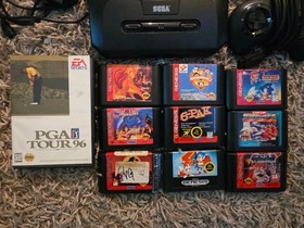 Sega Genesis Console Bundle 2 OEM Controllers 10 Games Sonic 2 Tested