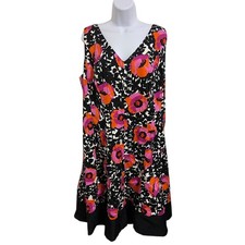 Jones Studio Floral Print Sleeveless V Neck Midi Dress Elegant Feminine Size 20W
