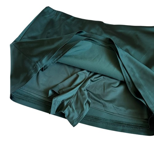 ABERCROMBIE & FITCH Green Satin Scarlett Mini Skort Women's Size XL NWT Glam - Picture 4 of 11