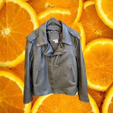 Branded Orchard MC Black Leather Motorcycle Jacket Made in USA Mens 54 Large