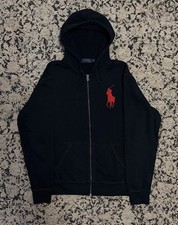 Polo Ralph Lauren Hoodie Sweatshirt Big Red Embroided Pony Zip Up Mens M