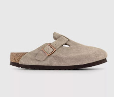 Birkenstock Boston Soft Footbed Taupe Suede Leather Clogs BRAND NEW