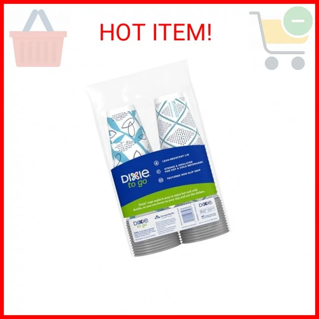 Dixie To Go Paper Coffee Cups With Lids, 12 oz, 156 ct, Disposable Insulated Pap - Image 2 of 2