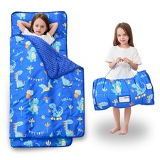 Toddler Nap Mat with Pillow and Blanket, Extra Large Rolled Napping Mats,Slum...
