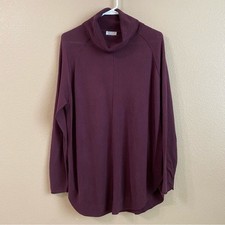 Caslon New Womens Size M Burgundy Wool Blend Turtleneck Tunic Sweater Fall