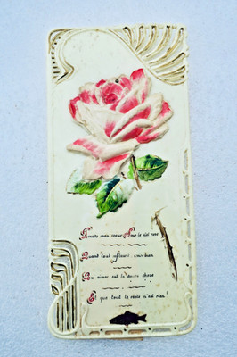rose Prends mon coeur sous le ciel rose affichette romantique bakélite
