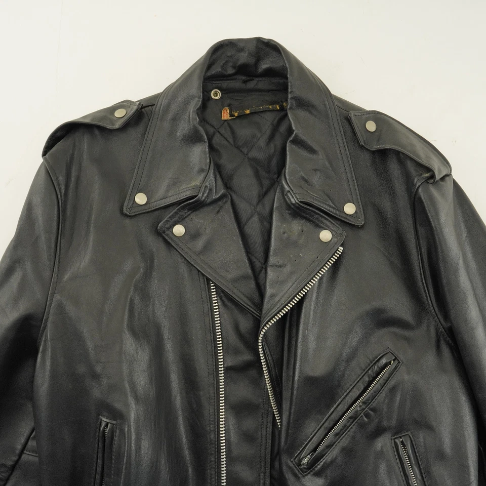 Chaqueta de cuero Harley Davidson 54 negra 3XL de colección hebilla de cinturón de motocicleta pesada Foto 3 de 4