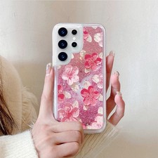 Quicksand Flower Case For Various Phone Bling Liquid Glitter Cover Soft Hot Girl