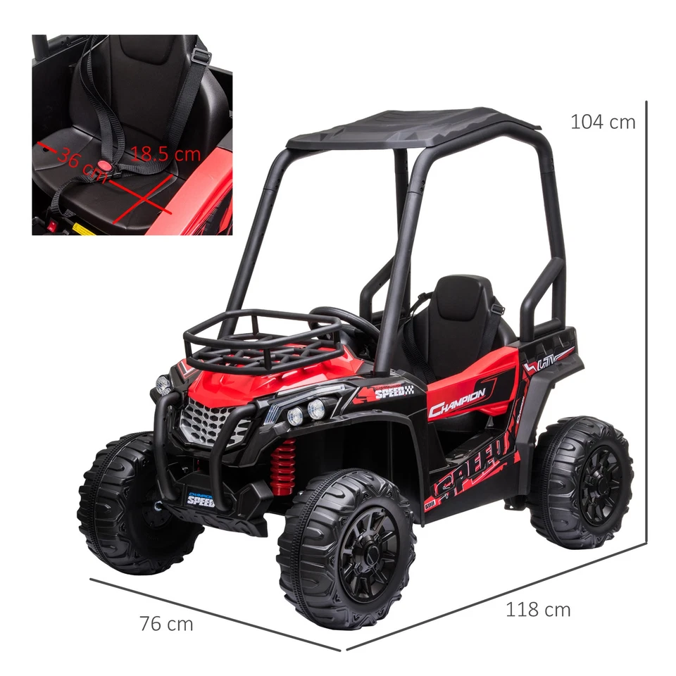 HOMCOM Macchina Elettrica per Bambini 3-8 Anni Quad Elettrico Mini Rosso e Nero - Immagine 4 di 4
