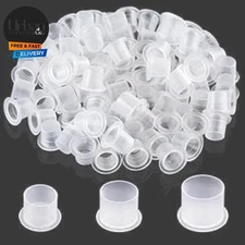 Tattoo Ink Caps, 300 Pack Disposable Clear Pigment Cups with Wide Flange Base...