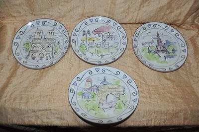 Set of 4 Studio Nova Promenade De Paris Scenes  Plates 7-5/8''
