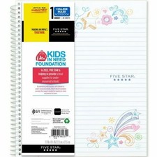 Five Star 80 Sheet 1 Subject College Ruled Notebook with Study App Kids