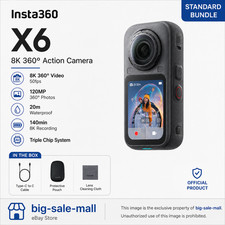 Insta360 X6 8K 360 Action Camera Standard Bundle 20m Waterproof 140min New