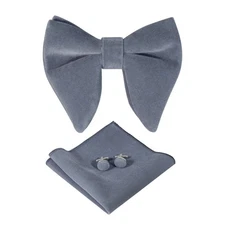 Mens Pretied Bowties Velvet Solid Color Adjustable Oversized Tuxedo Bow Tie a...