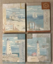 SALE  Paul Brent Set of 4 canvas coastal lighthouse beach prints