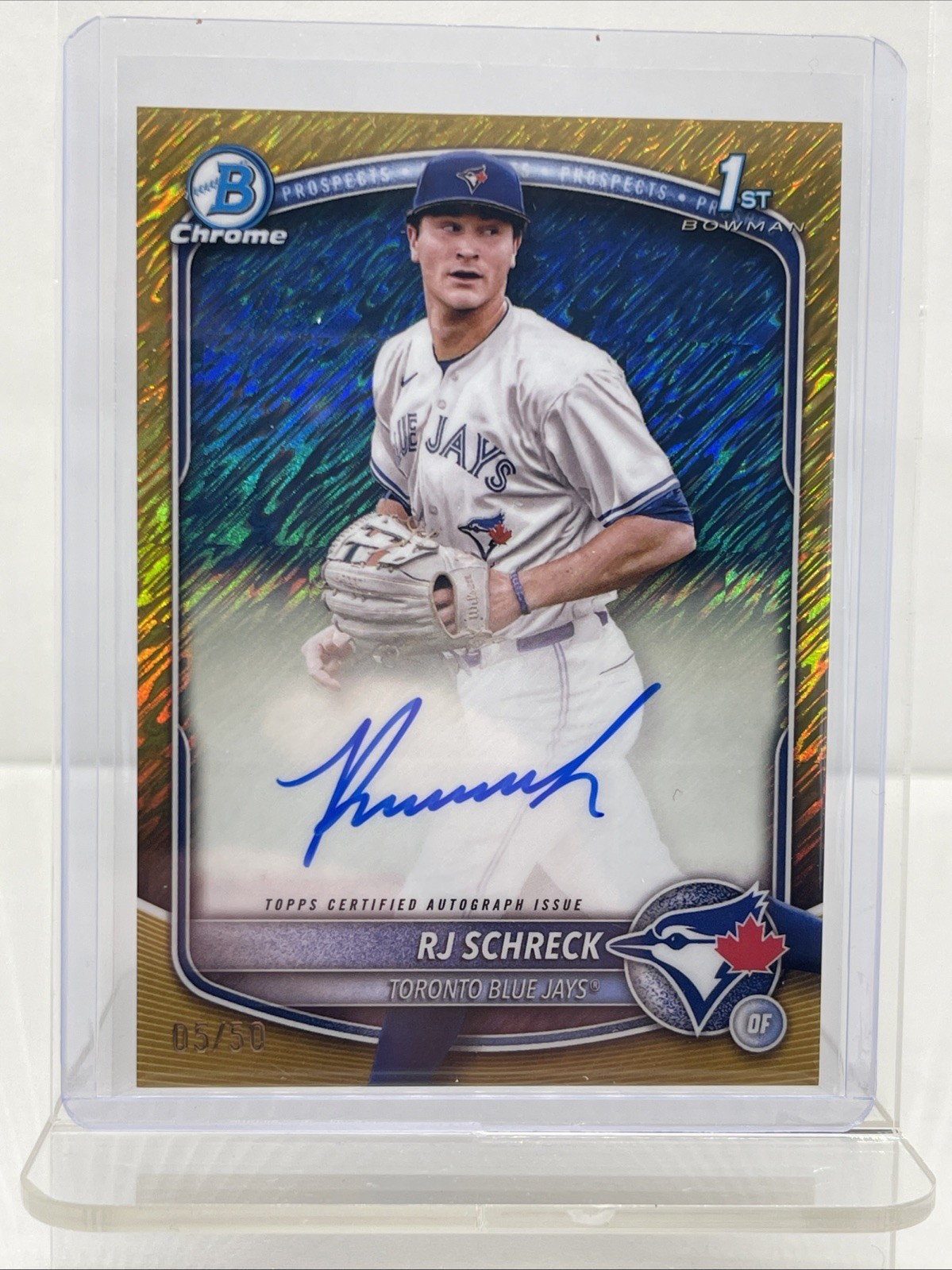2025 Bowman Chrome RJ Schreck Gold Mini-Diamond Auto /50 #CPA-RSC