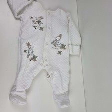 0-3 Month Neutral White Peter Rabbit Babygrow Newborn Baby Romper VGC