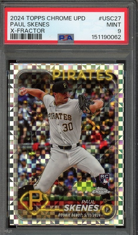 2024 Topps Chrome Update Series -  Paul Skenes #USC27 X-Fractor (RC) PSA 9