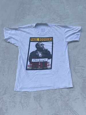 Vintage Paul Rogers Band Print T-Shirt SOLO Tour 2001 BackSTAGE WHITE Men'S Xl