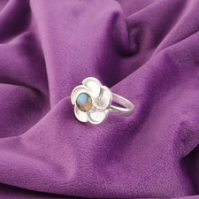 Natural Labradorite Bezel Anniversary Band Ring 925 Sterling Silver US All Size