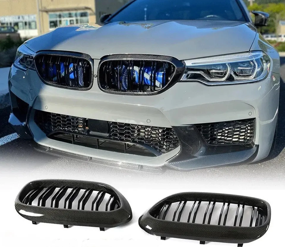 Parachoques delantero parrilla de fibra de carbono real para BMW 5 G30 520i 530i 540i F90 M5 2017-20 Foto 2 de 4