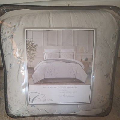 Charisma Terra $600 Queen 3Pc Duvet Cover Set Tan Plus Bonus 2X White Euro Shams