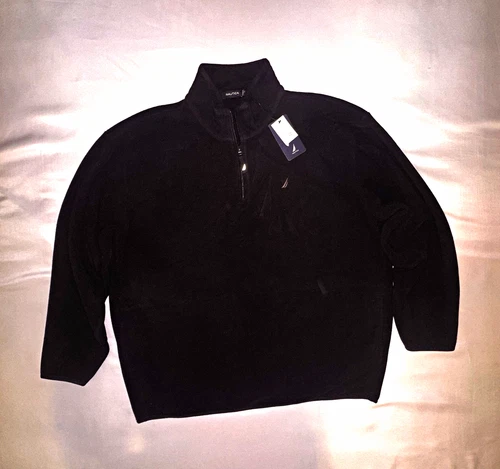 Nautica Black 1/4 Zip Fleece Pullover Sweatshirt Mock Neck Long Sleeve XXL - product listing photo