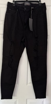 TORRID Sky High Skinny Black Distressed Jeans 16T NWT!