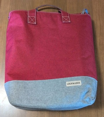  LocknLock Insulated Cooler Bag Red And Gray 15x16 Inches