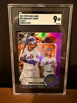 2022 Topps Gold Label - Francisco Lindor #88 Class 1 Purple /99 (SCG 9)