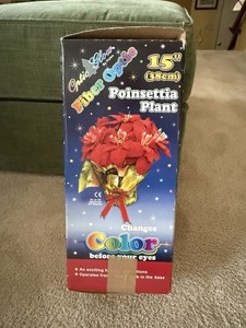 Vintage Fiber Optic Poinsettia Plant by Puleo  15”Changes Color Plug-In Working
