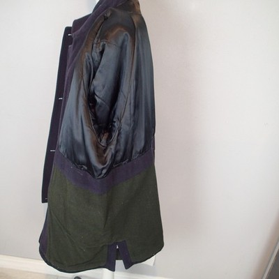 rare vtg burberrys navy blue coat wool cashmere blend zip buttons