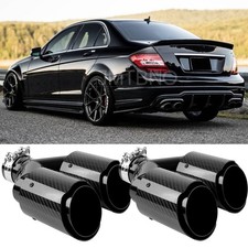 2.5 In To Dual 4 Out Carbon Exhaust Tips For Mercedes Benz W204 C250 C300 C350