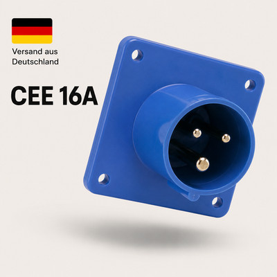 CEE Anbaustecker 230V 16A IP44 Camping Einbaustecker Blau Outdoor