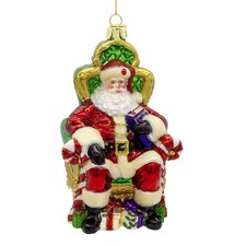 Kurt Adler 5.5" Bellissimo Glass Santa On Throne Ornament