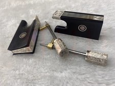 LIMITED Violin Bow Frog Pure Silver with carving, Ebony wood Frog for Violin bow