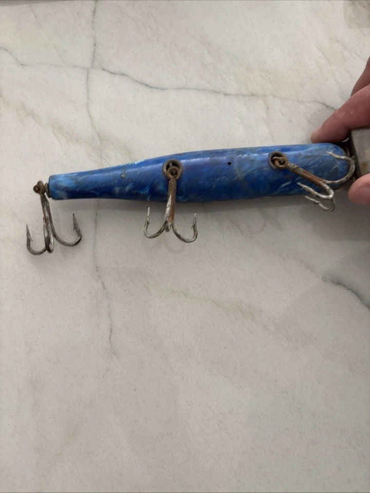 Señuelo vintage Atom Striper mármol azul vintage agua salada surf pesca señuelo  Foto 3 de 4