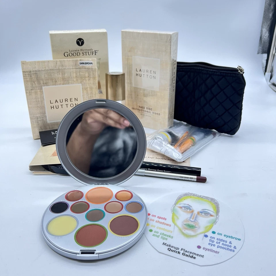 VTG Lauren Hutton's Good Stuff Full Makeup Set w/2 Brown Dark Makeup Palette NOS - Image 2 of 4