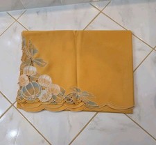 Evermaple Gold Embroidered Muted Pumpkin Tablecloth 60x84 Rectangular Cutwork