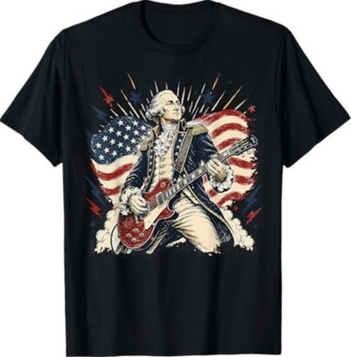 George Washington Playing Guitar 4th July 250th Anniversary T-Shirt